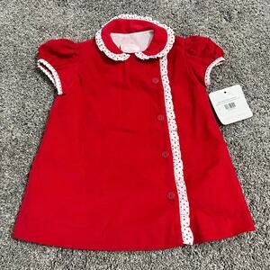 Petit Bébé Red Corduroy The Little Cottage Dress size 9 months
